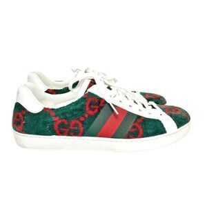 Gucci Ace GG Logo Terry Cloth Green Red Velvet Men’s Sneakers Size Gucci Size 8